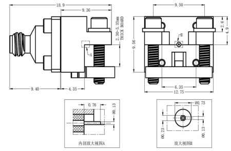 LT-1.0-DEL13, 1.0mm End Launch, Краевой коннектор, 110 ГГц