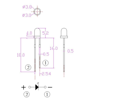 LT-302UBC, Синий, Светодиод LED, 3 мм, 3.4 Вт